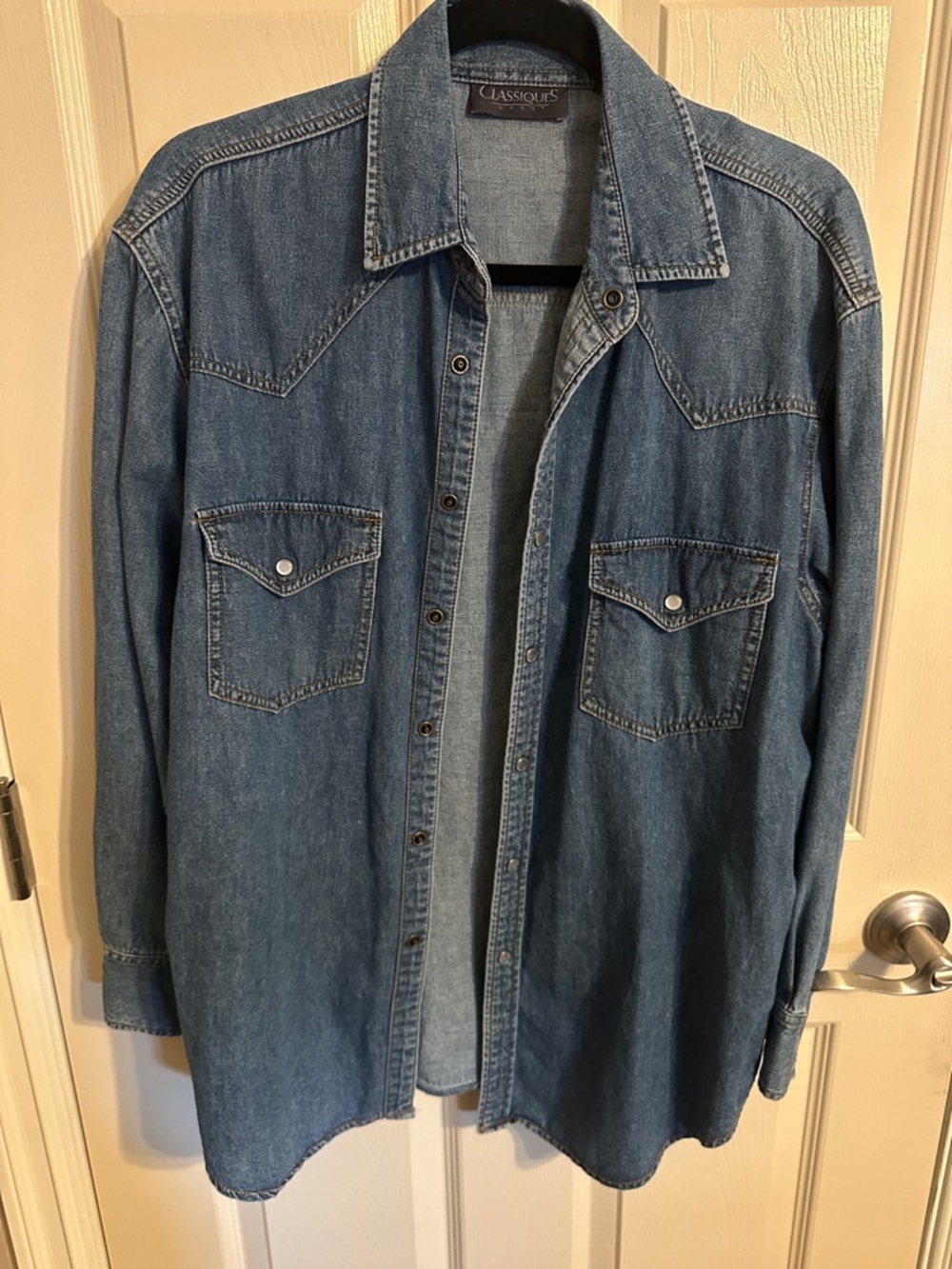 Classiques Sport Women’s Vintage Denim Button-Up Shirt, Medium Blue Wash, Sz M - Picture 4 of 8